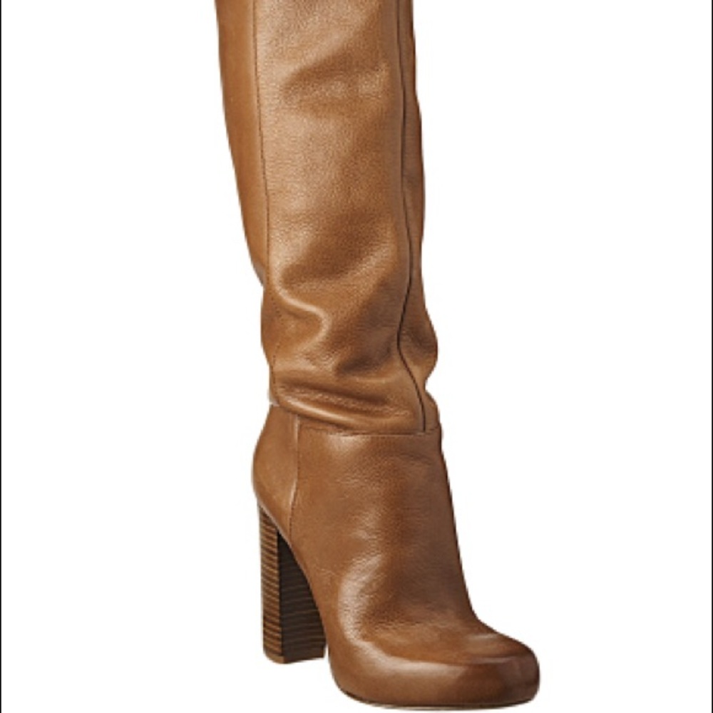 Nine West Tall Leather Heeled Boots in Brown
